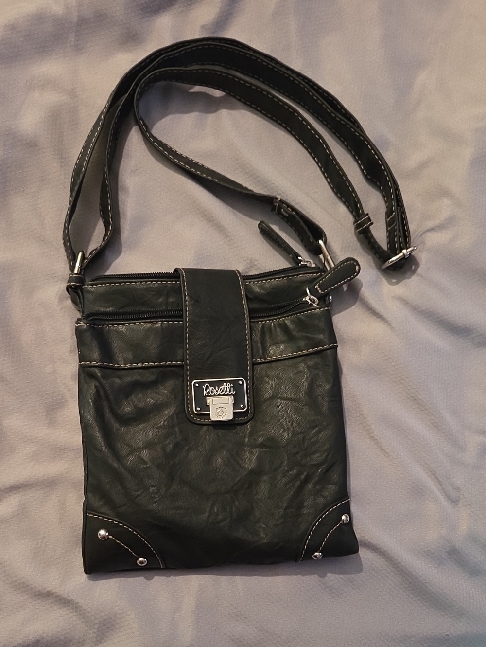 Rosetti Black Faux Leather Crossbody